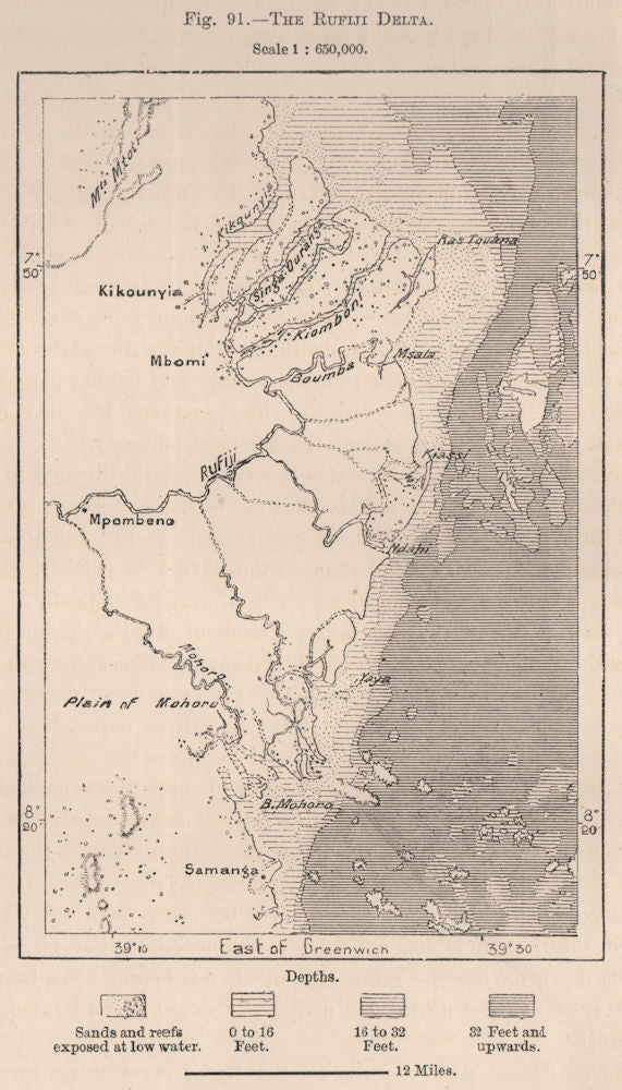 The Rufiji Delta. Tanzania. German East Africa 1885 old antique map plan chart